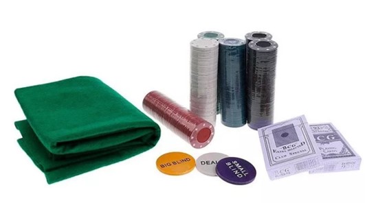 Set De Poker Chips 300 Fichas + Cartas + Paño + Caja De Metal - ME-243 - Imagen 2